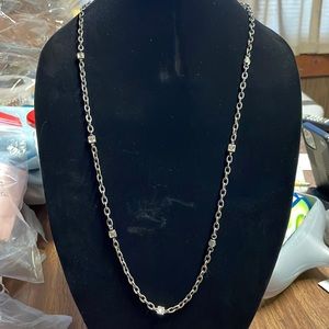 Lia Sophia gunmetal station crystal necklace